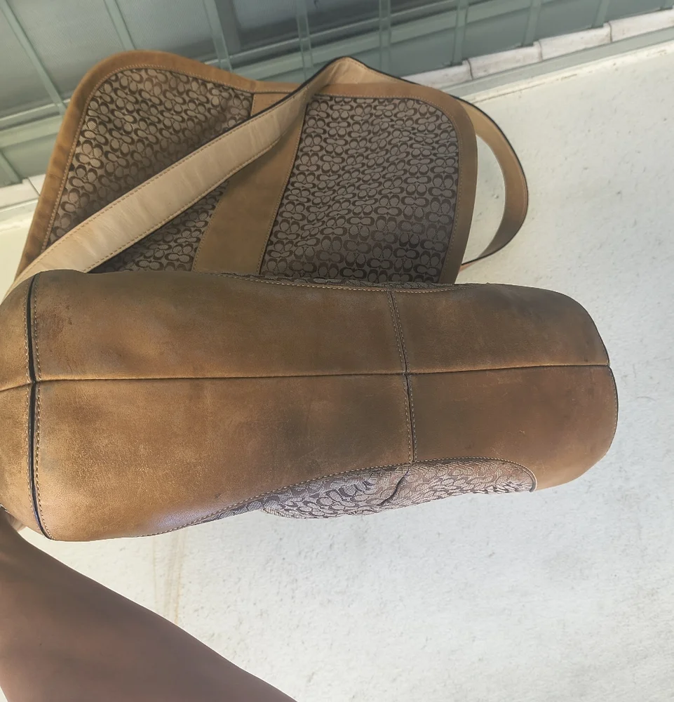 Coach 5796 Vtg Crossbody Messenger Travel Bag Jacquard Leather Large Camel Brown